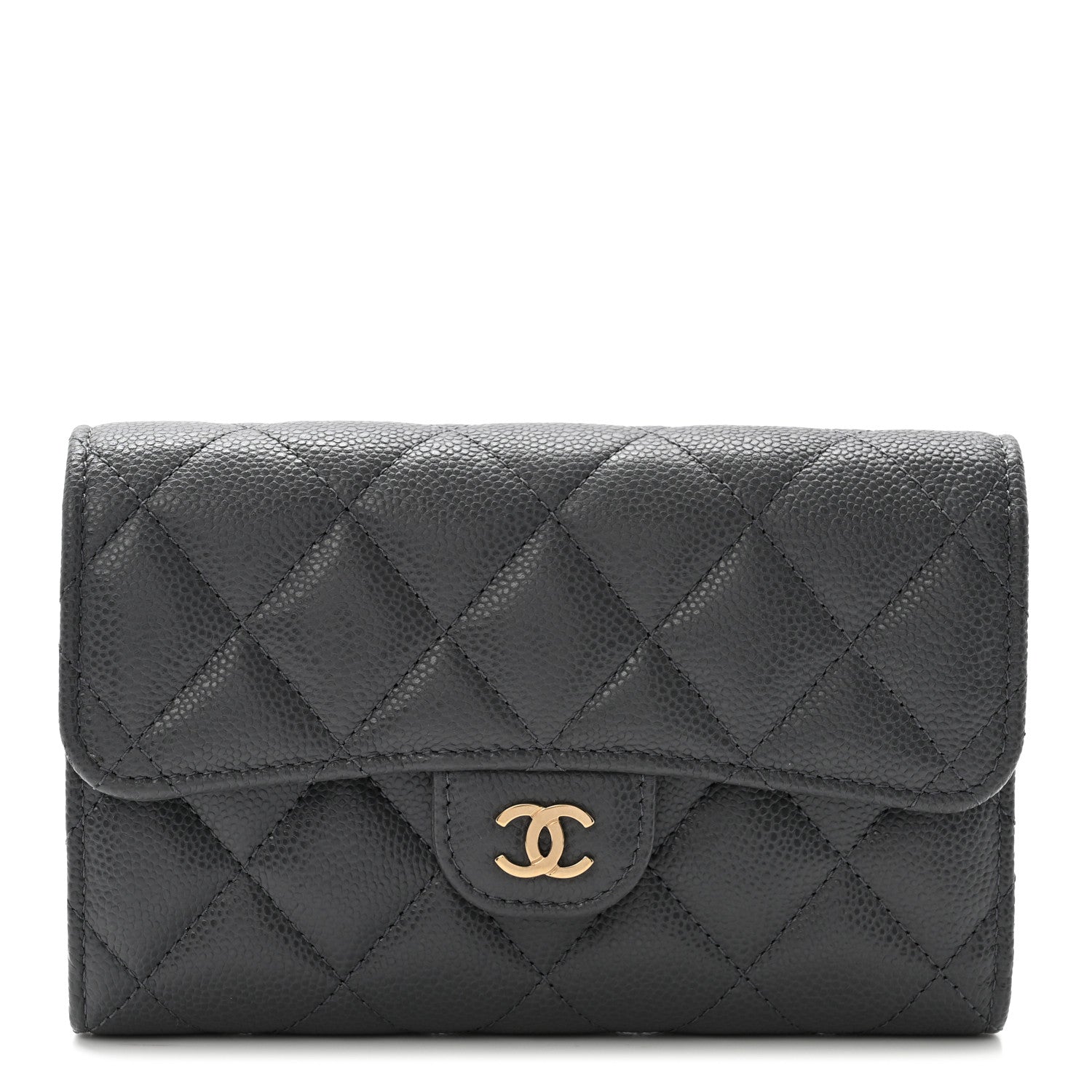 Chanel Caviar Quilted Medium Flap Wallet Grey 1 of 8