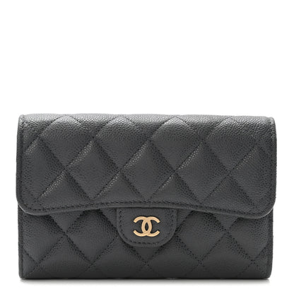 Chanel Caviar Quilted Medium Flap Wallet Grey 1 of 8