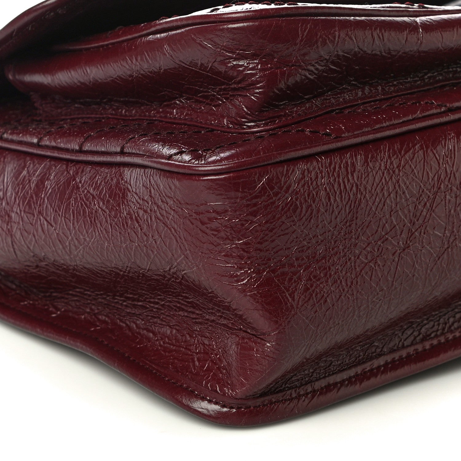 Saint Laurent Crinkled Calfskin Matelasse Monogram Medium Niki Chain Satchel Burgundy 9 of 10