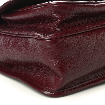 Saint Laurent Crinkled Calfskin Matelasse Monogram Medium Niki Chain Satchel Burgundy 9 of 10