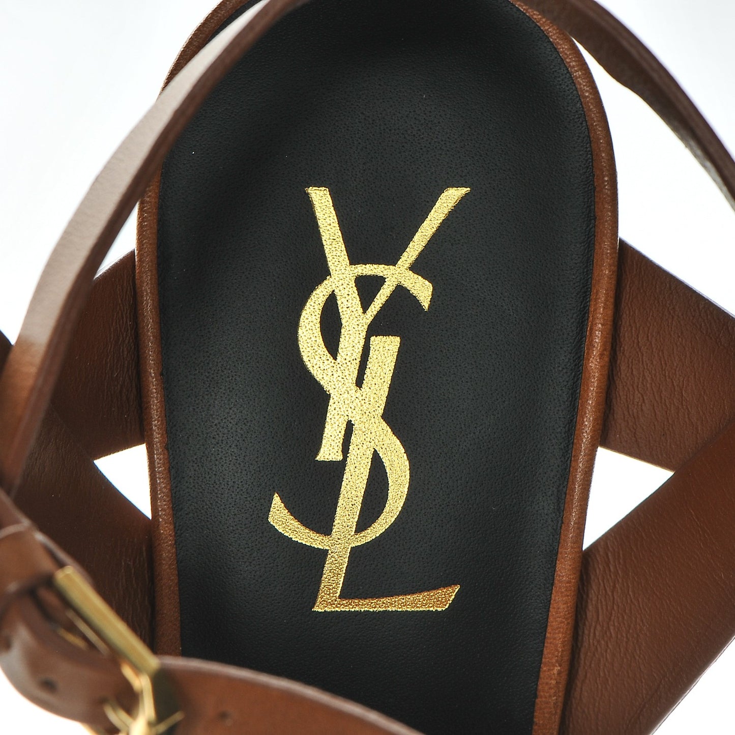 Calfskin Tribute 75 Platform Sandals 38 Amber