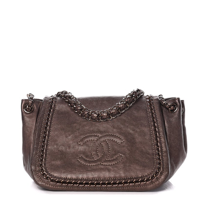 Chanel Metallic Deerskin Small Luxe Ligne Flap Bronze 3 of 10