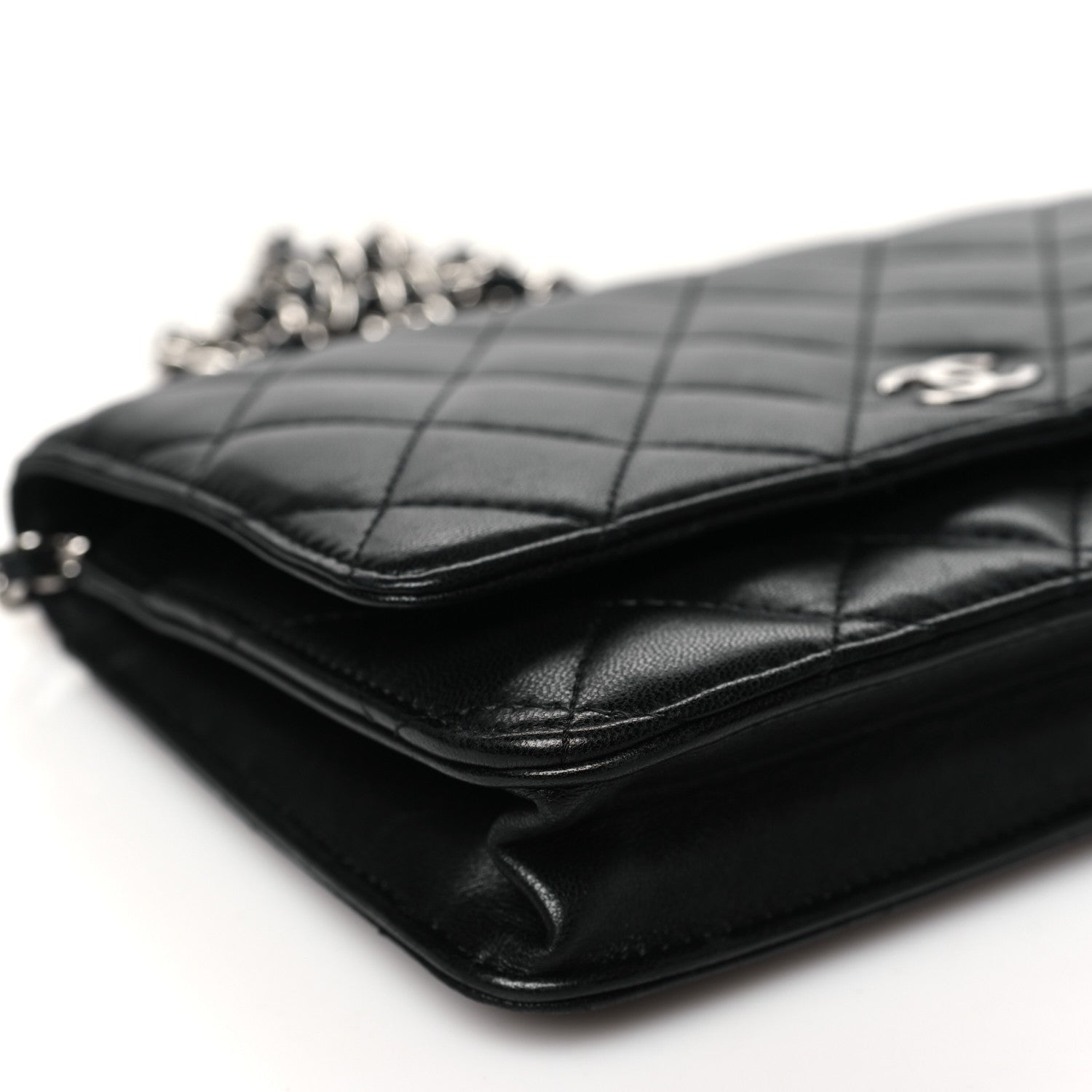 Chanel Lambskin Quilted Wallet On Chain WOC Black 10 of 12