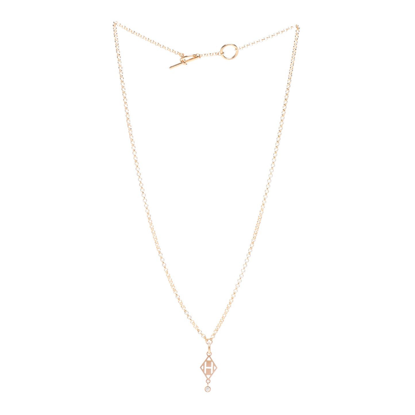 18K Rose Gold Diamond Gambade Pendant Necklace