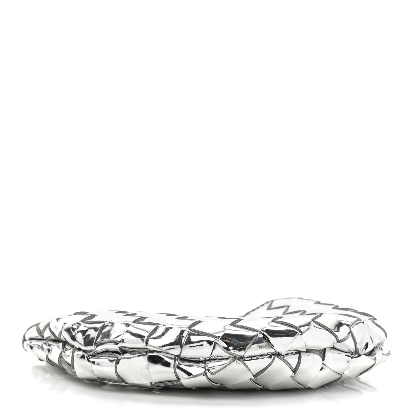 Mirror Laminated Nappa Intrecciato Mini Sardine Bag Silver