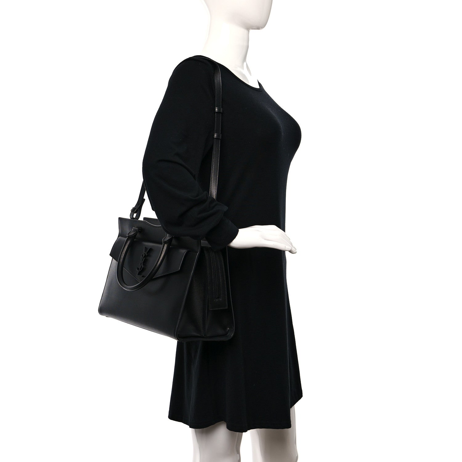 Saint Laurent Grain De Poudre Medium Uptown Tote Black 2 of 9