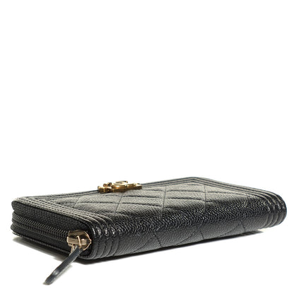 Chanel Caviar Quilted Boy Small Zip Around Wallet Black 4 of 9