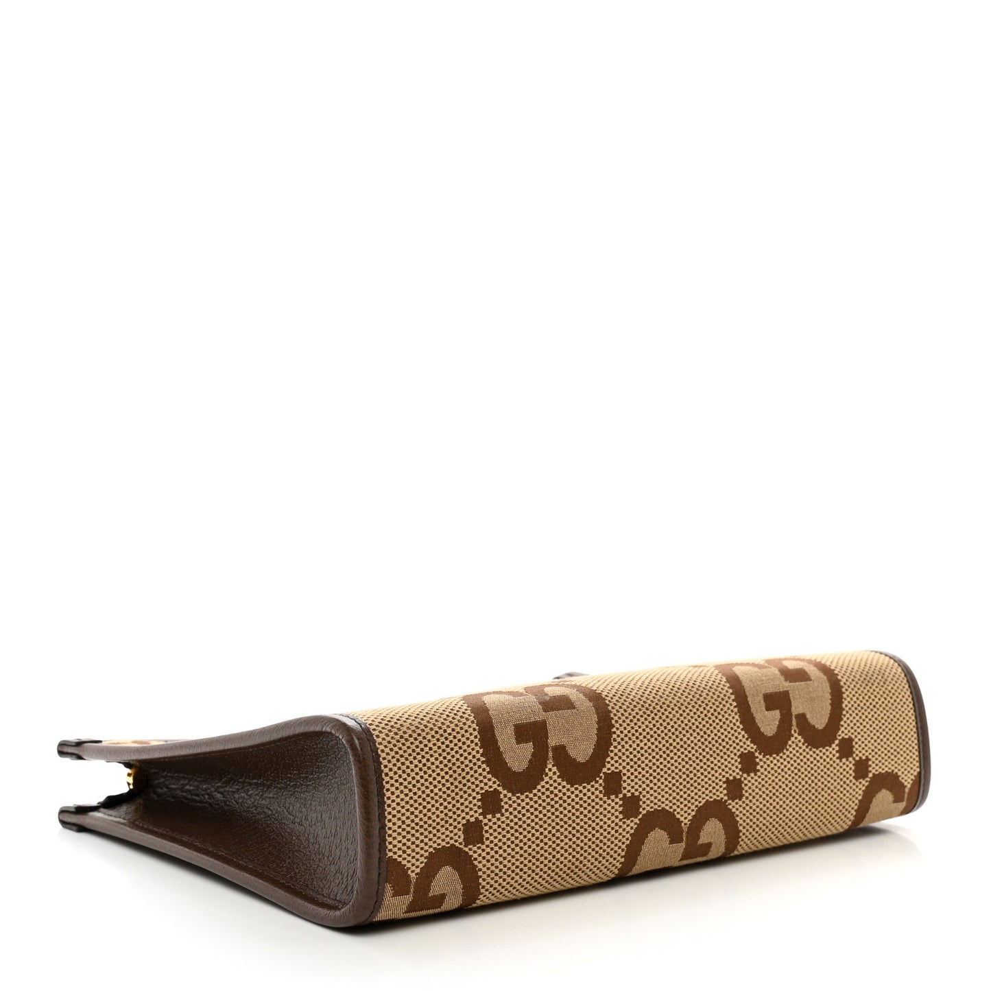 Monogram Jumbo GG Textured Dollar Calfskin Pouch Camel Ebony New Acero