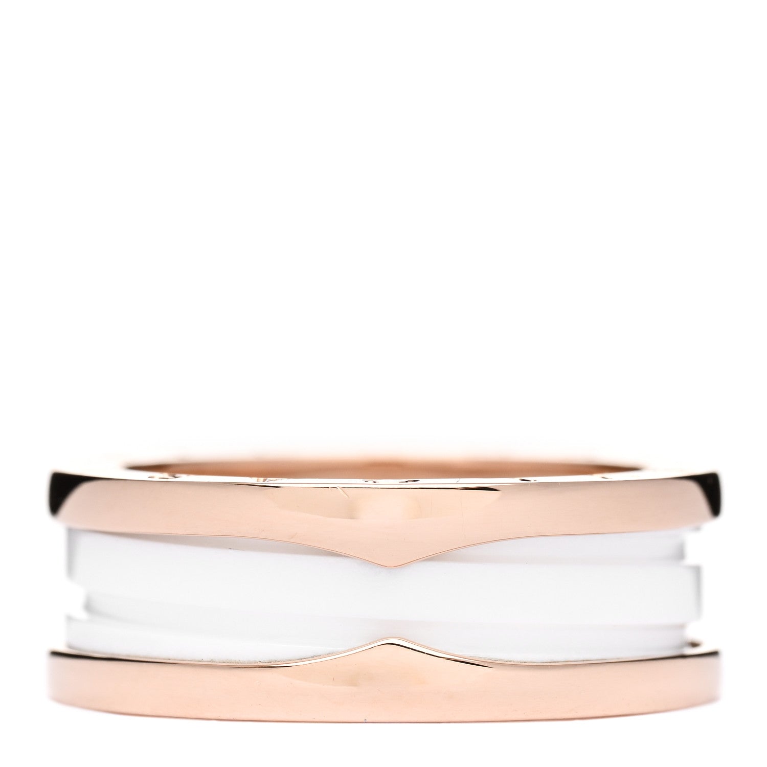 Bulgari 18K Rose Gold White Ceramic B.Zero1 Two-Band Ring 58 8.25 3 of 6