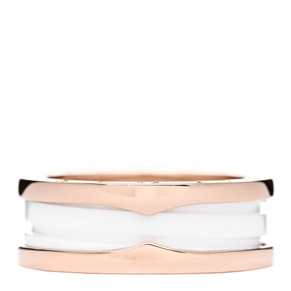 Bulgari 18K Rose Gold White Ceramic B.Zero1 Two-Band Ring 58 8.25 3 of 6