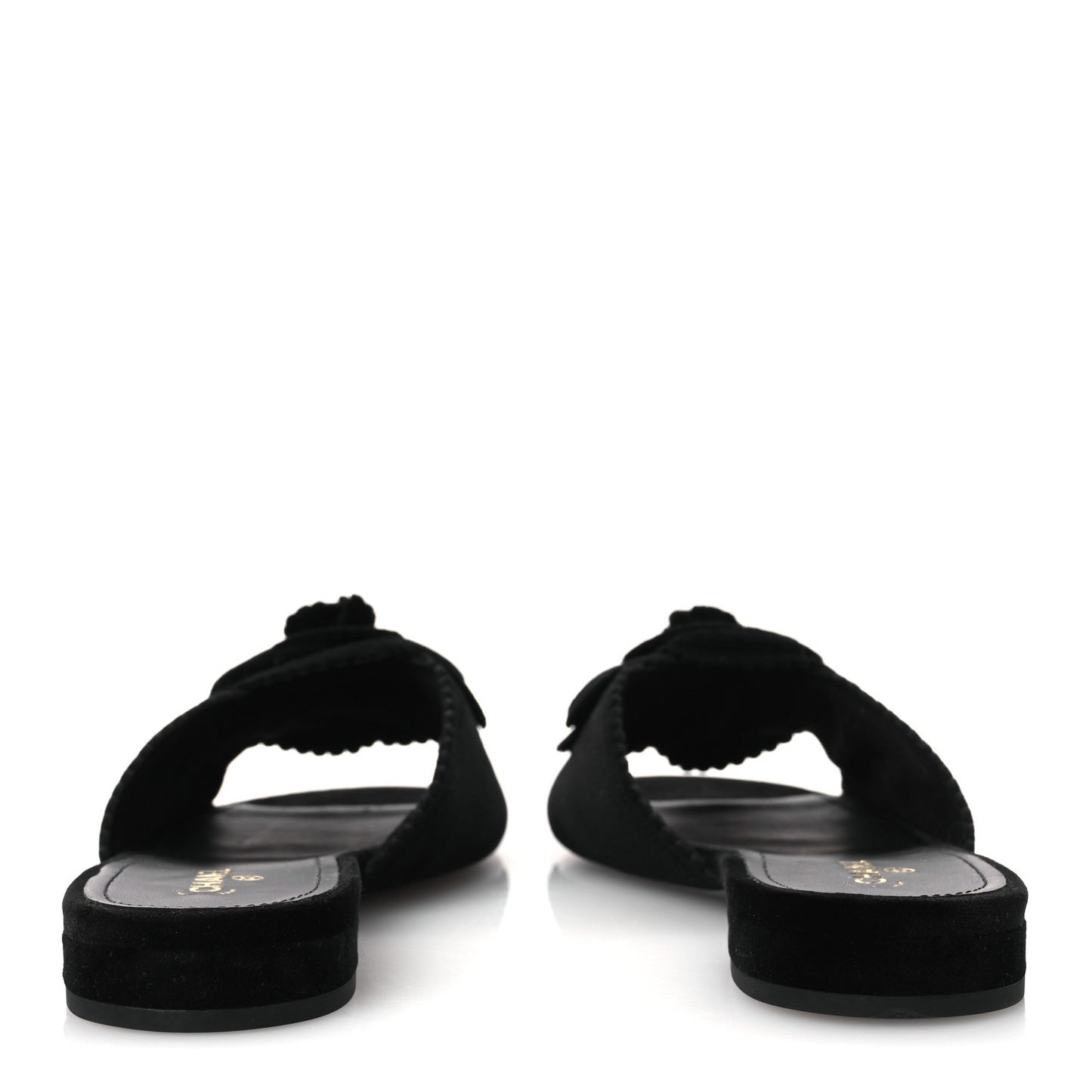 Velvet Pearl Camellia Slide Sandals 41 Black