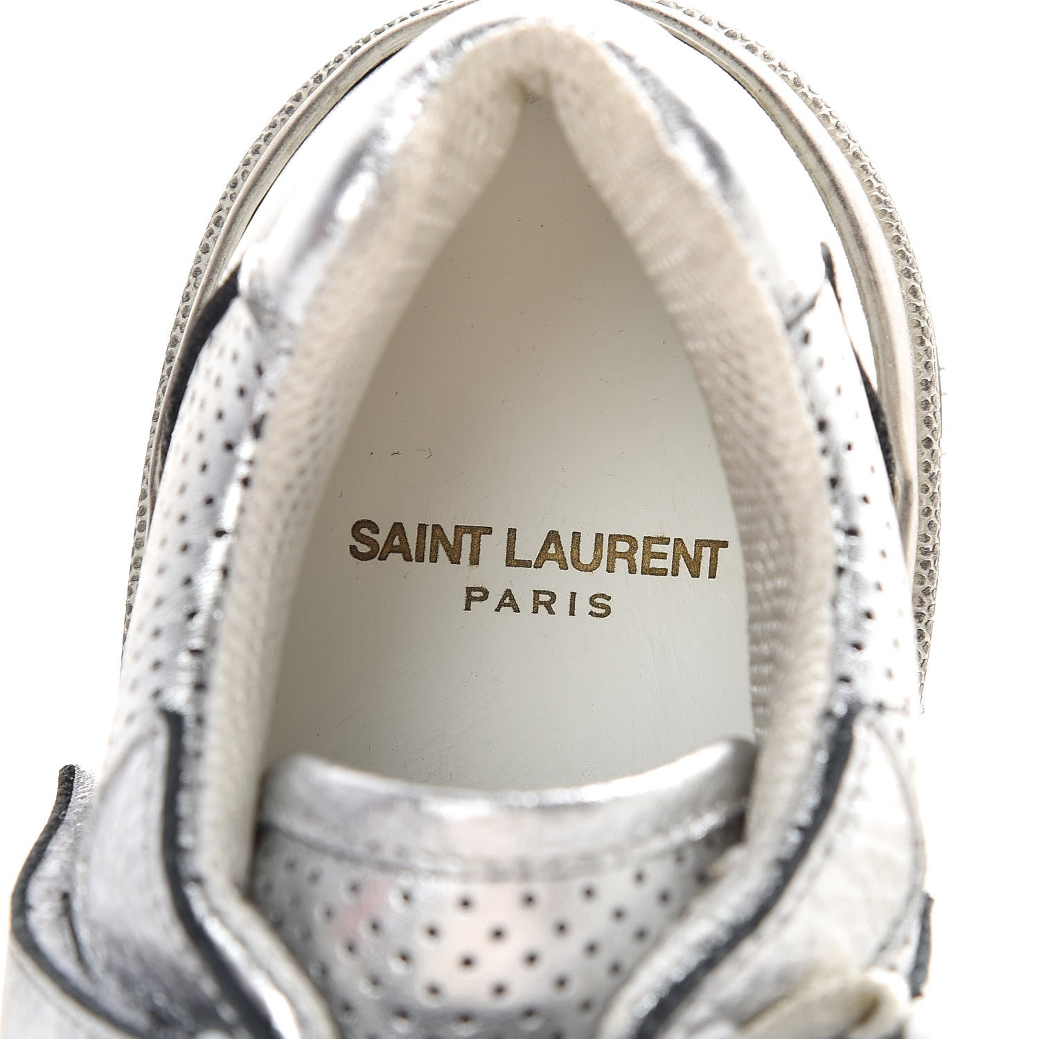 Saint Laurent Calfskin Perforated Womens SL24 Sneakers 38 Argento 6 of 11