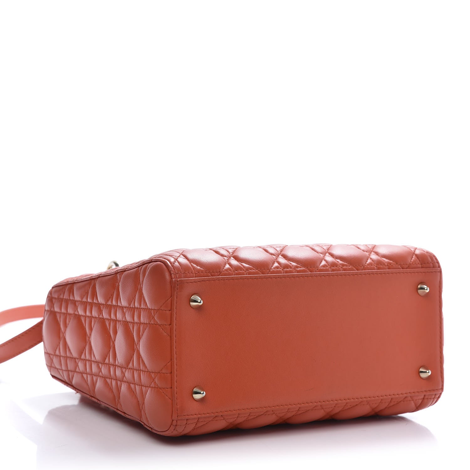 Christian Dior Lambskin Cannage Medium Lady Dior Orange 4 of 17