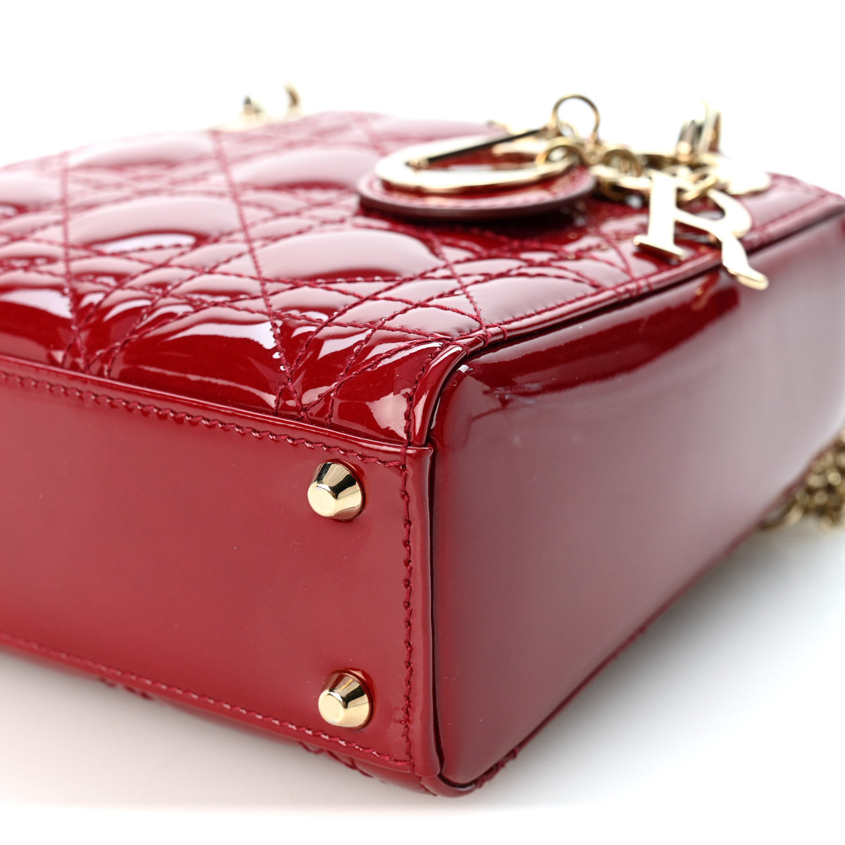 Patent Cannage Mini Lady Dior Red