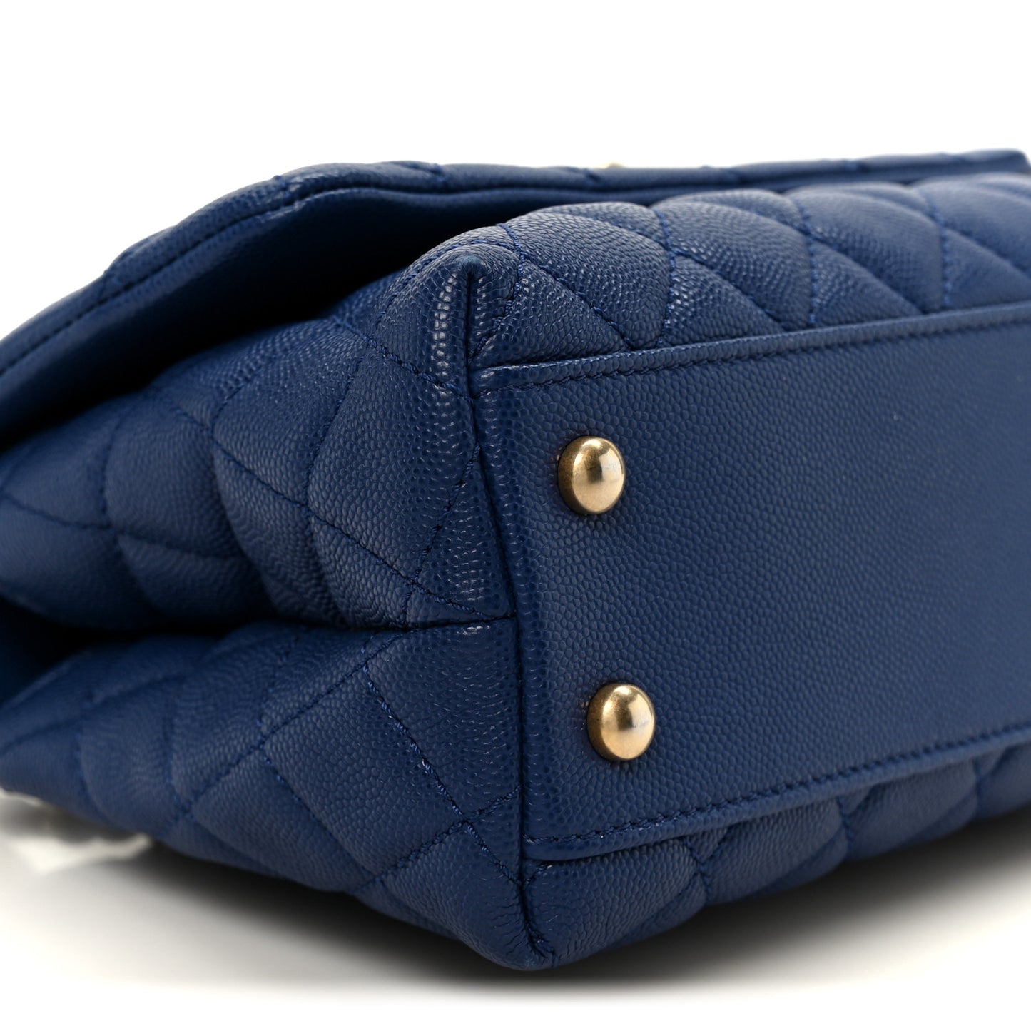 Caviar Elaphe Quilted Mini Coco Handle Flap Blue