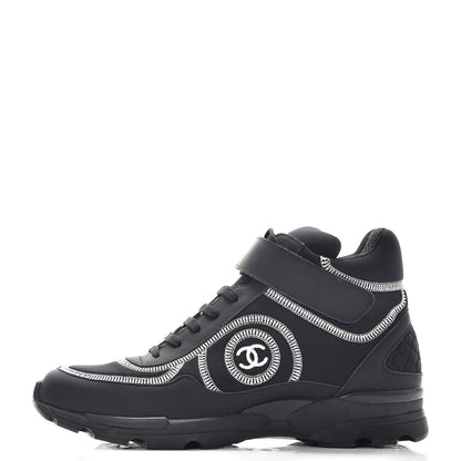 Chanel Calfskin Neoprene Tweed Quilted Sneakers 38.5 Black 1 of 8