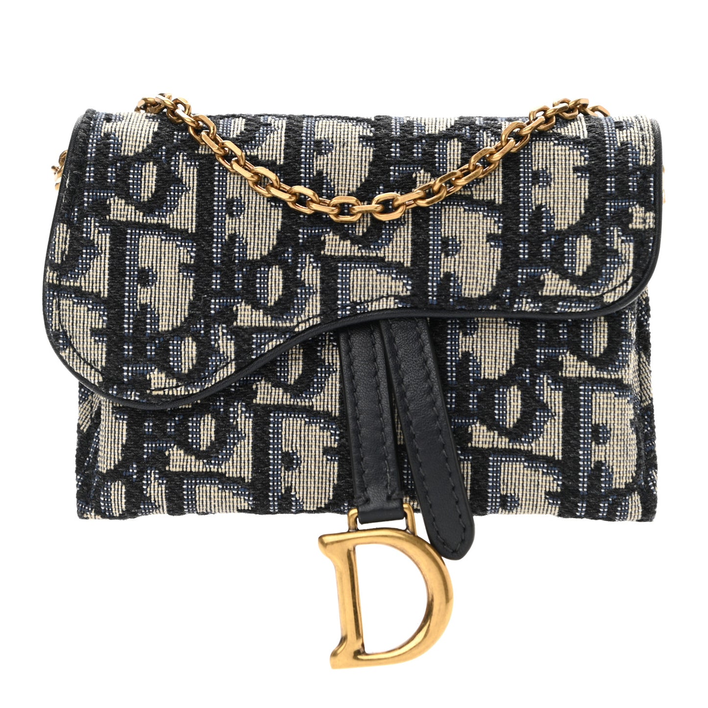 Oblique Nano Saddle Chain Pouch Blue