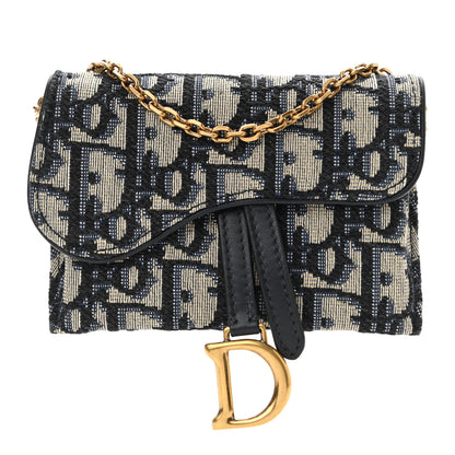 Christian Dior Oblique Nano Saddle Chain Pouch Blue 1 of 11