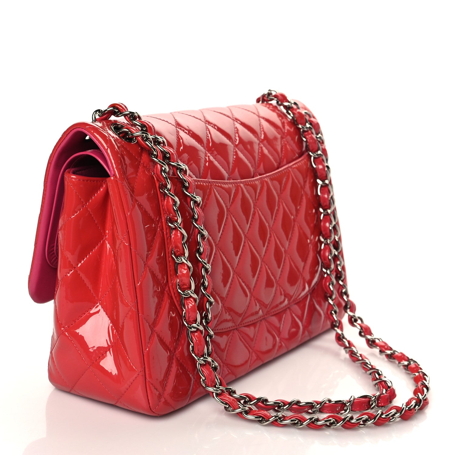 Chanel Patent Quilted Jumbo Double Flap Red 3 of 10