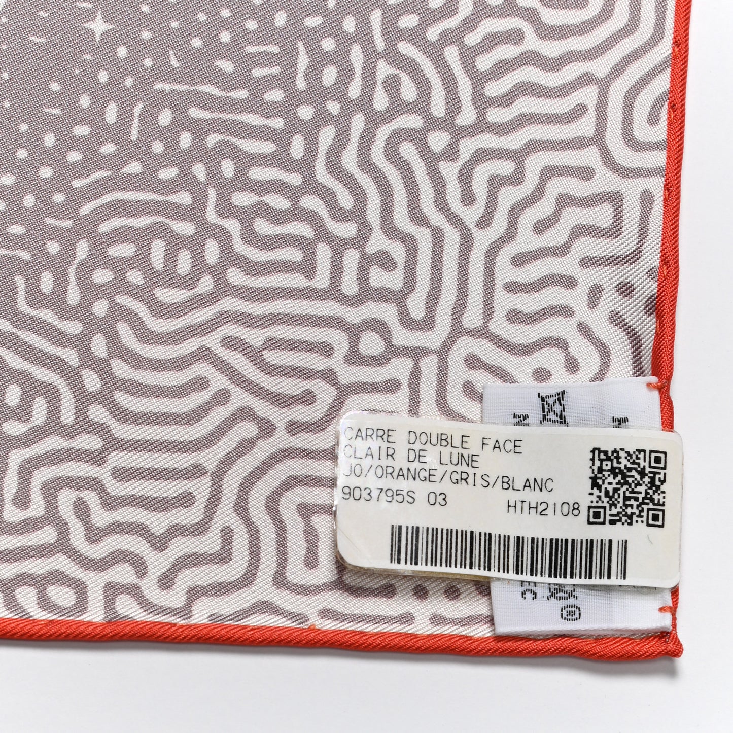 Silk Double Face Clair De Lune Scarf 90 Orange Gris White