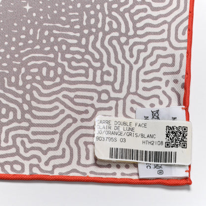 Hermes Silk Double Face Clair De Lune Scarf 90 Orange Gris White 6 of 6
