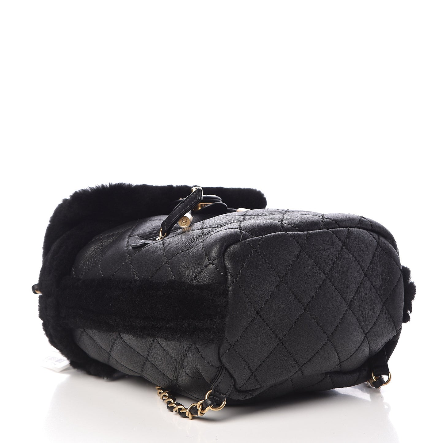 Lambskin Shearling Quilted CC Backpack Black