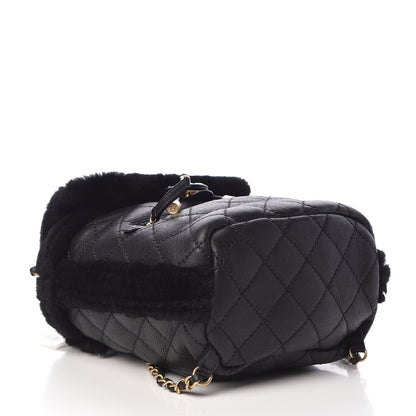 Chanel Lambskin Shearling Quilted CC Backpack Black 4 of 10