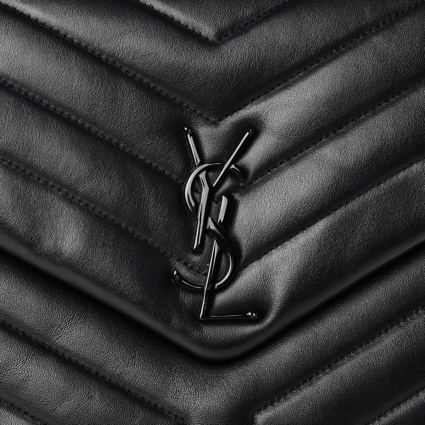 Calfskin Y Quilted Monogram Medium Loulou Chain Satchel Black