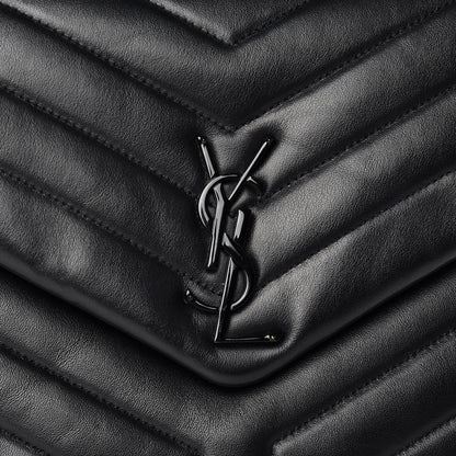 Saint Laurent Calfskin Y Quilted Monogram Medium Loulou Chain Satchel Black 10 of 15