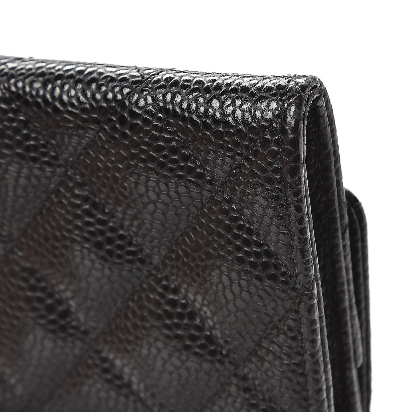 Caviar Quilted Flap Card Holder Black