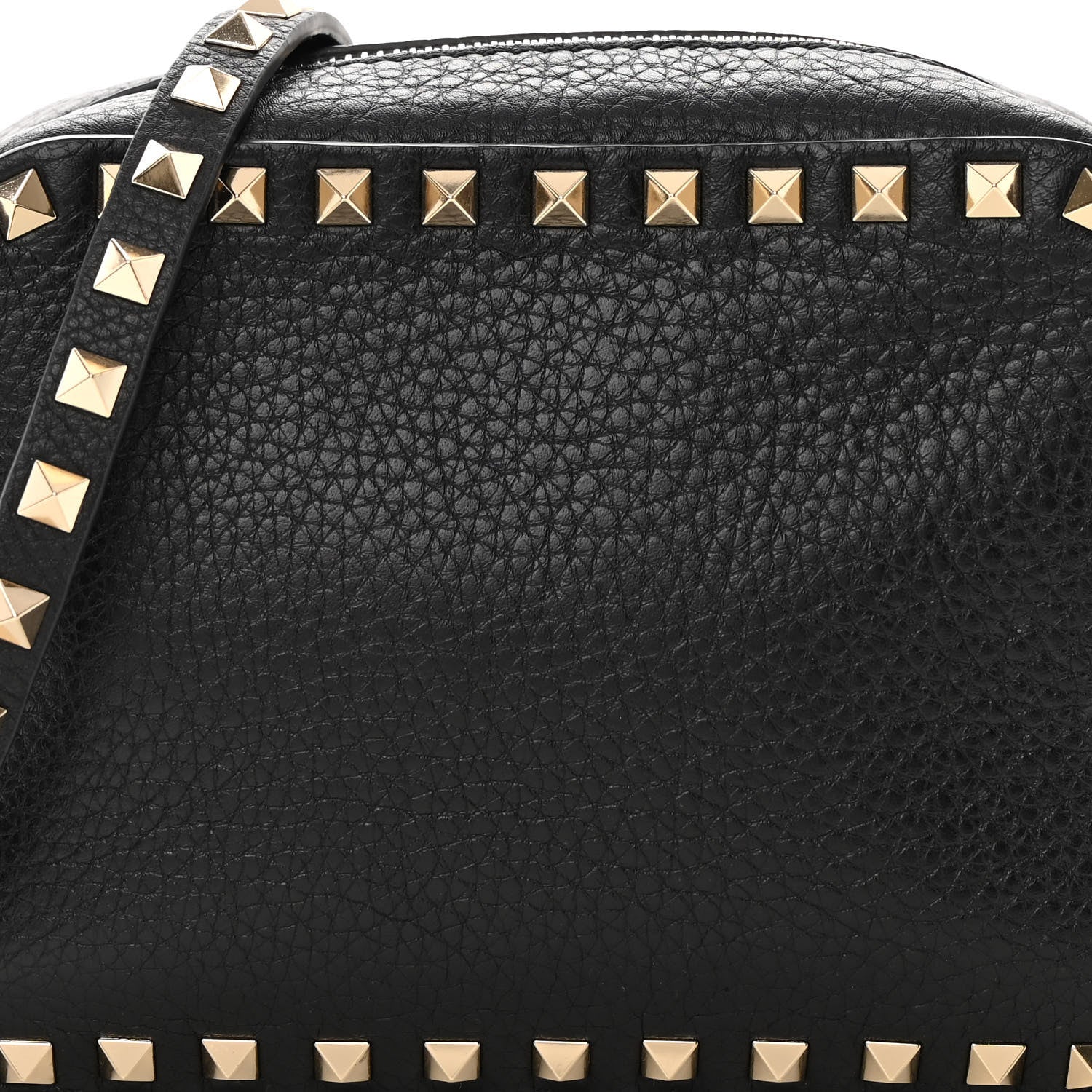 Valentino Garavani Pebbled Calfskin Rockstud Camera Crossbody Bag Black 7 of 10