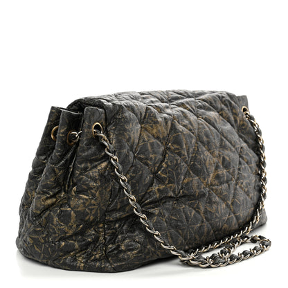 Chanel Nylon Printed Quilted Accordion Flap Black Gold 3 of 13