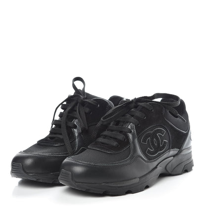 Chanel Toile Suede Calfskin CC Sneakers 35 Black 3 of 8