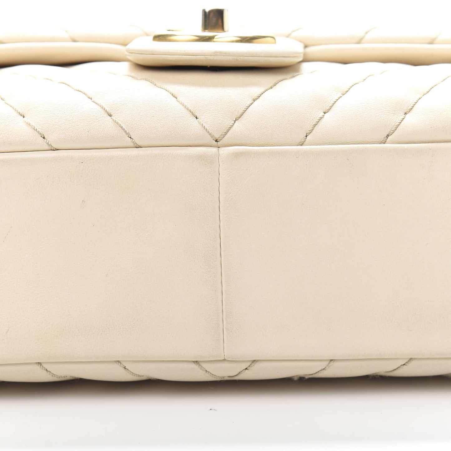 Calfskin Surpique Chevron Large Flap Beige