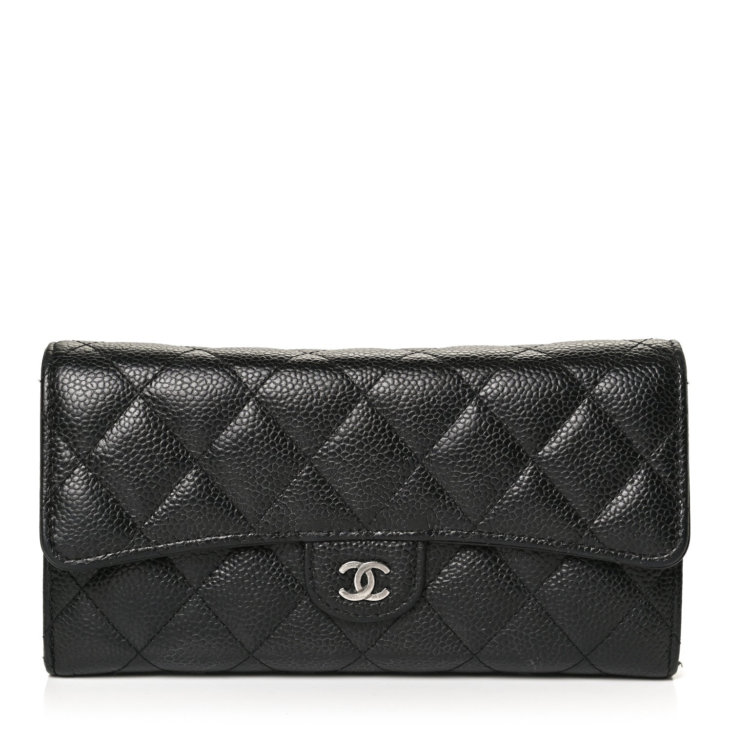 Chanel Caviar Quilted Large Gusset Flap Wallet Black 1 of 12