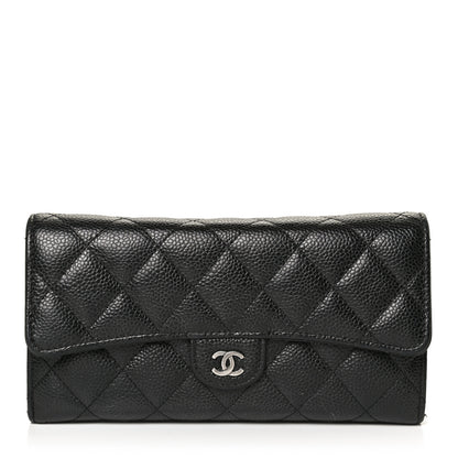 Chanel Caviar Quilted Large Gusset Flap Wallet Black 1 of 12