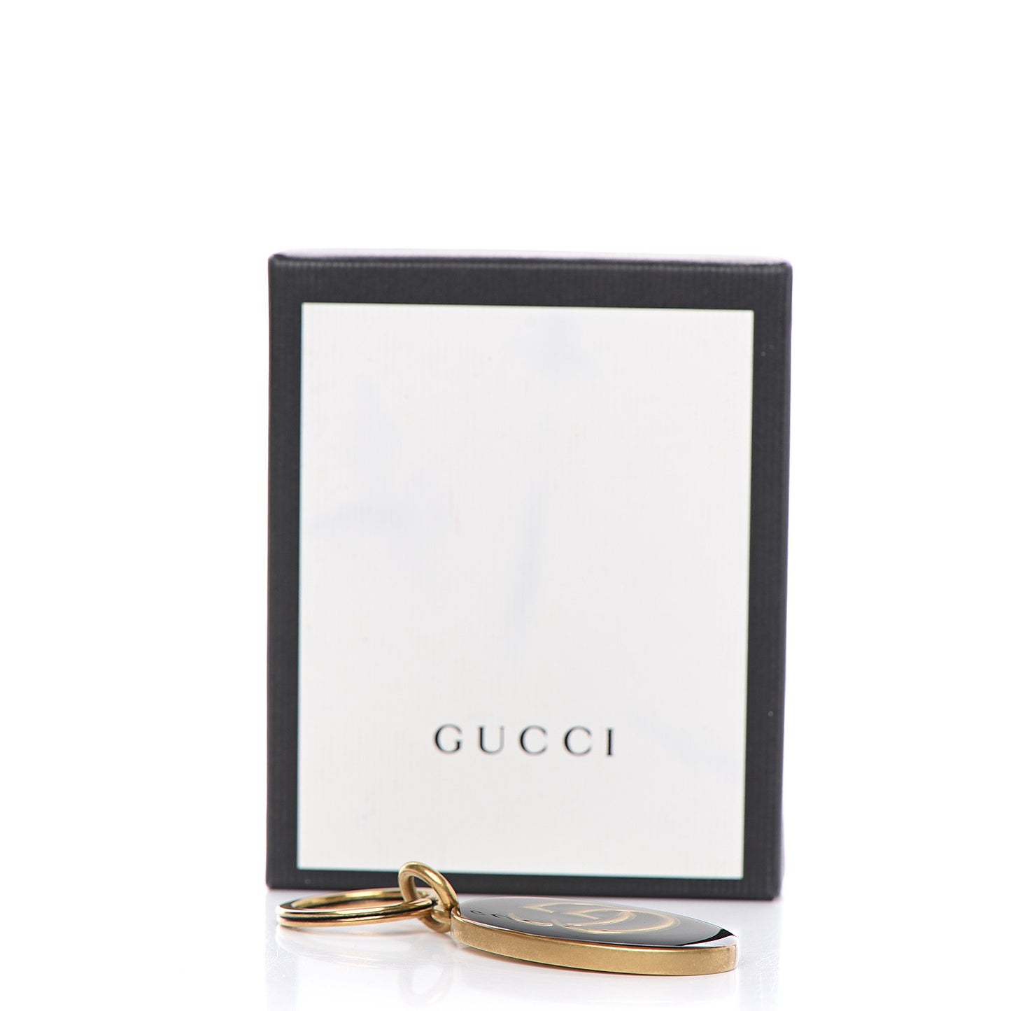 Enamel Double G Key Chain Black Gold