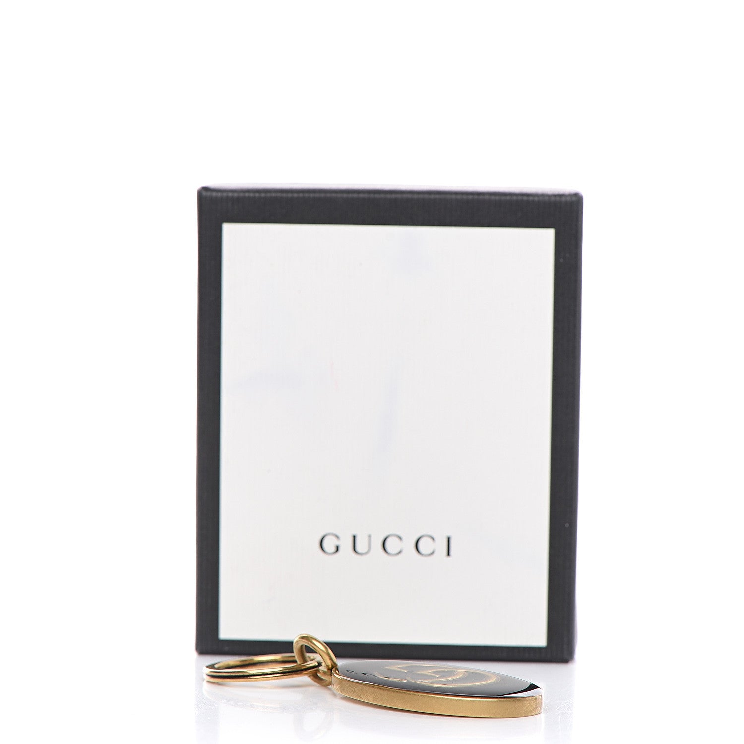 Gucci Enamel Double G Key Chain Black Gold 3 of 3