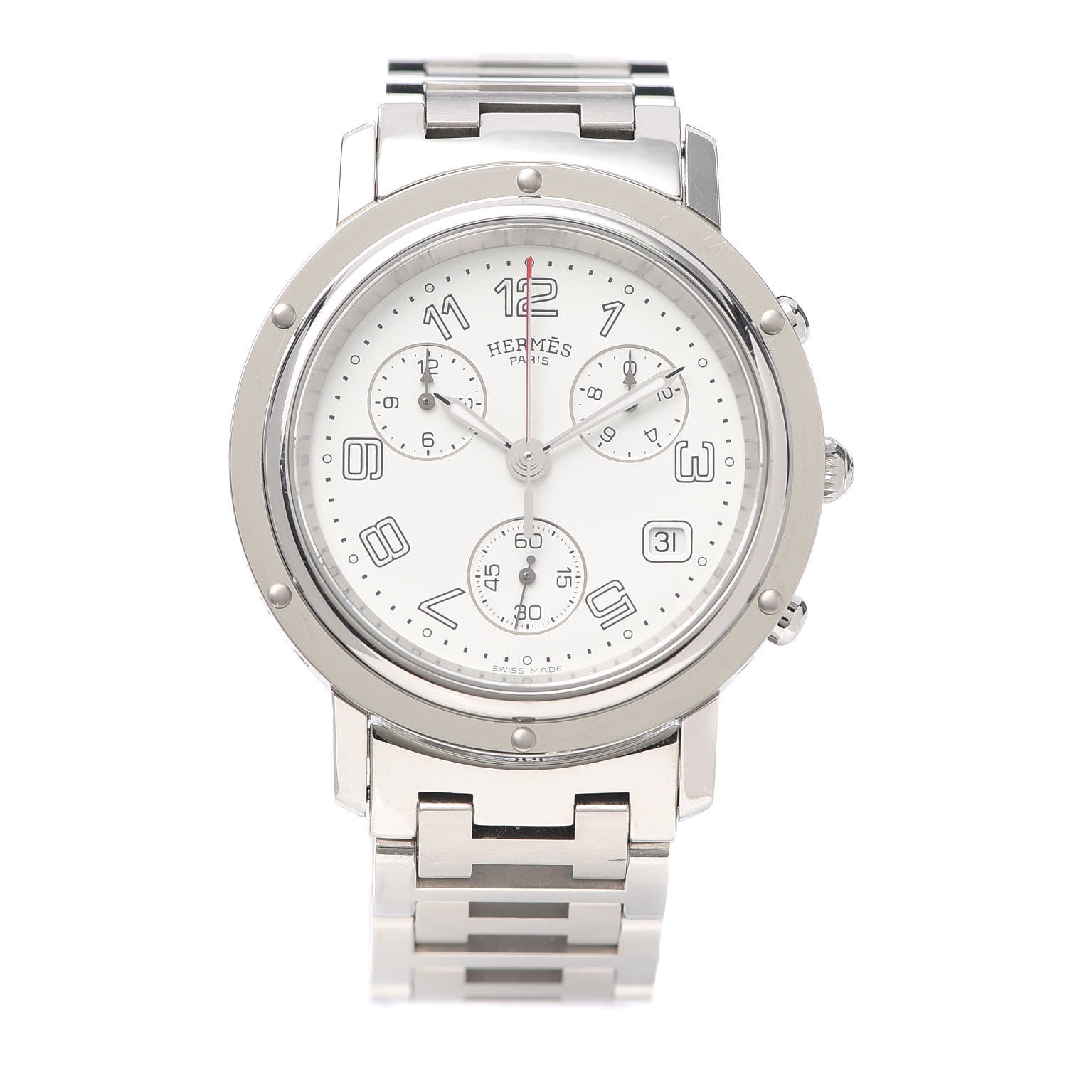 Hermes Stainless Steel 38mm Clipper Chronograph Quartz Watch 1 of 6