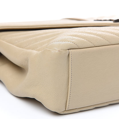 Saint Laurent Sheepskin Matelasse Chevron Monogram Large College Satchel Beige 10 of 14