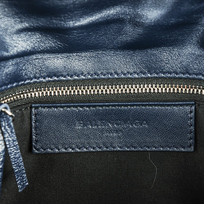 Balenciaga Chevre Silver Metallic Edge Hardware Envelope Clutch Bleu Nuit 6 of 7