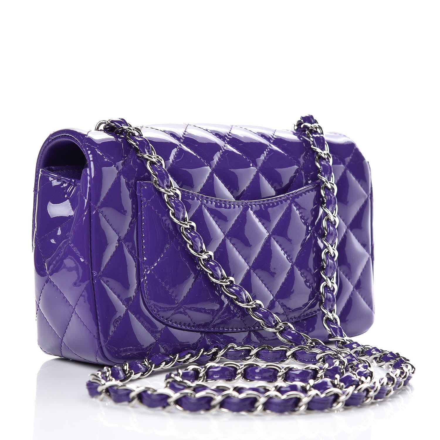 Chanel Patent Quilted Mini Rectangular Flap Purple 3 of 9