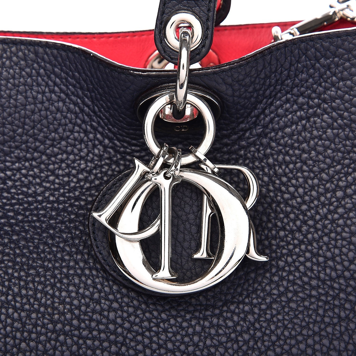 Christian Dior Bullcalf Medium Diorissimo Tote Navy Fuchsia 24 of 28