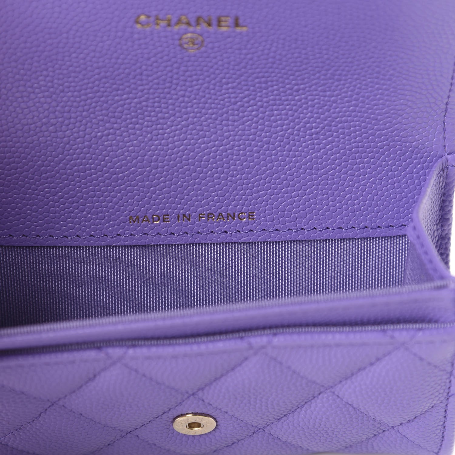 Chanel Caviar Quilted Flap Card Holder Wallet Purple 7 of 9