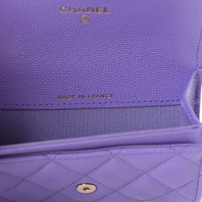 Chanel Caviar Quilted Flap Card Holder Wallet Purple 7 of 9