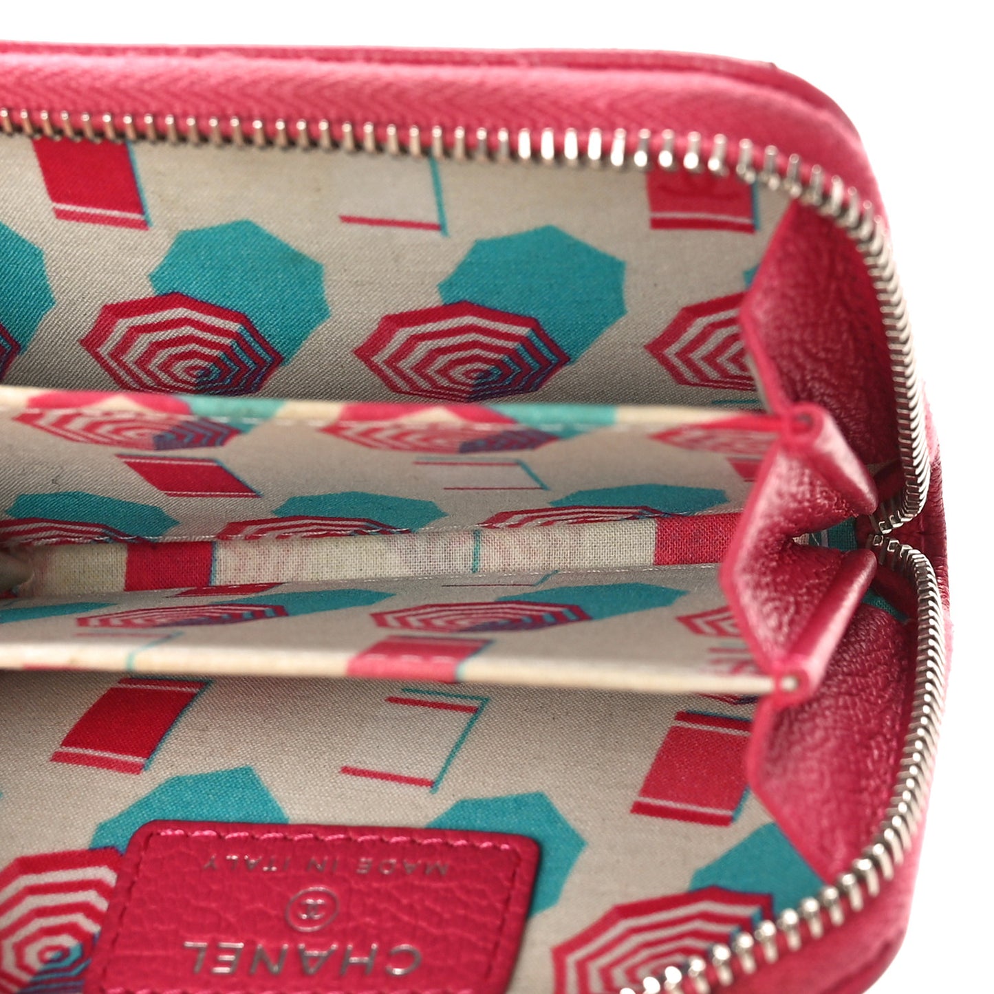 Goatskin Camellia Zip Coin Purse Pink