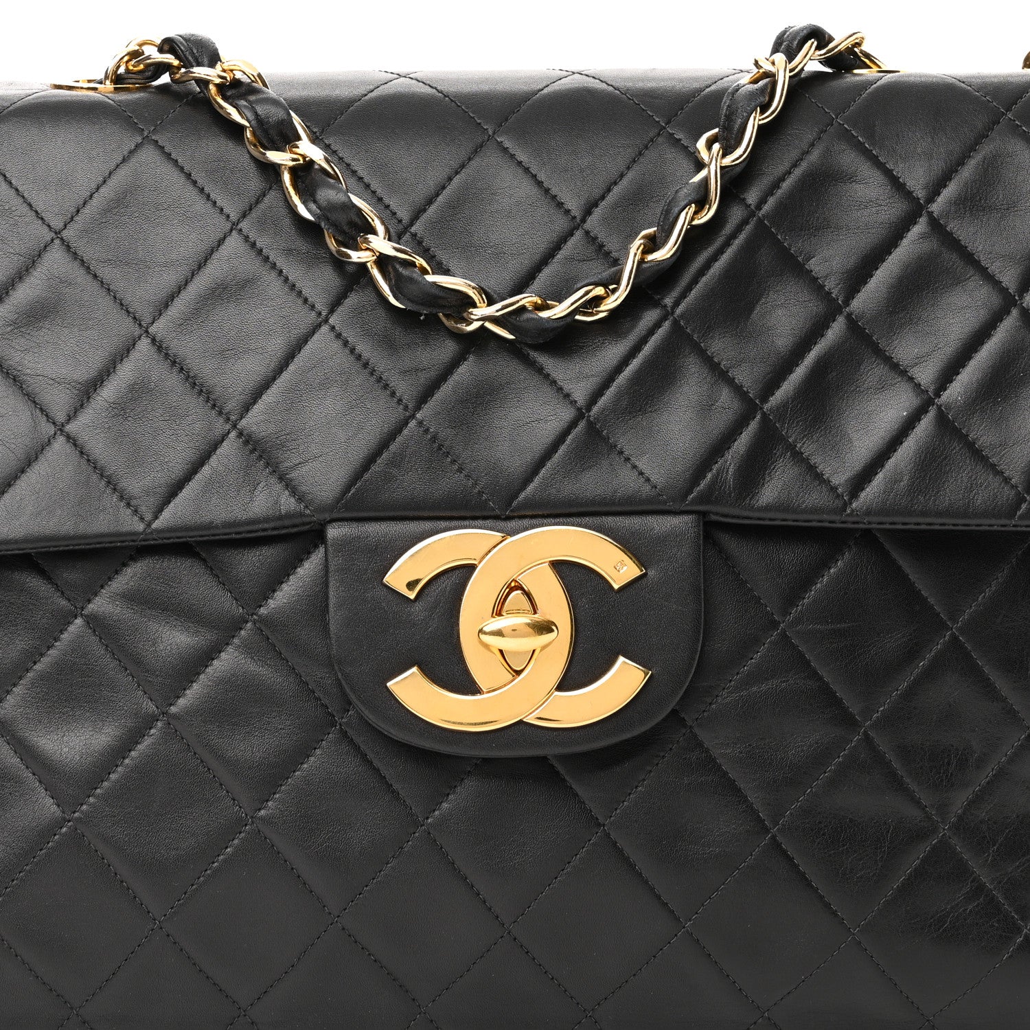Chanel Lambskin Quilted XL Jumbo Single Flap Black 8 of 10
