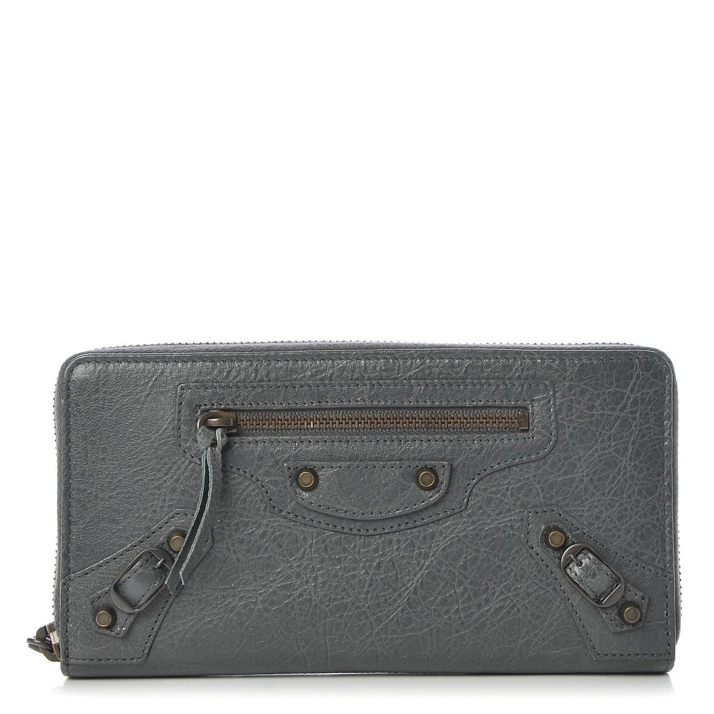 Agneau Classic Hardware Continental Zip Around Wallet Gris Tarmac