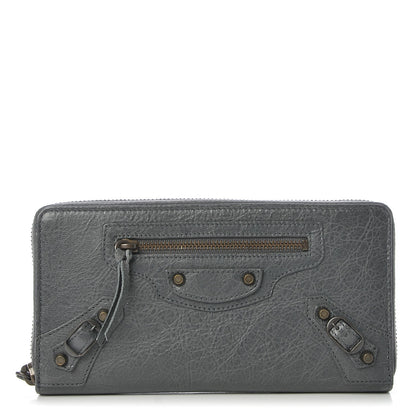 Balenciaga Agneau Classic Hardware Continental Zip Around Wallet Gris Tarmac 1 of 9