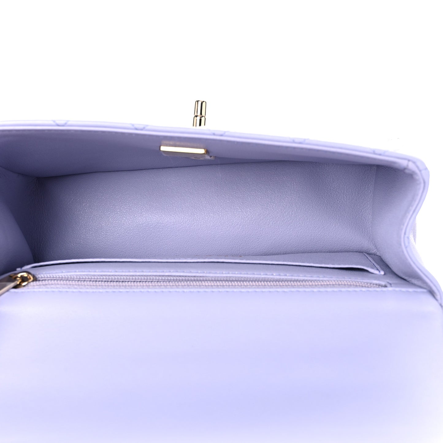 Lambskin Quilted Mini Top Handle Rectangular Flap Light Purple